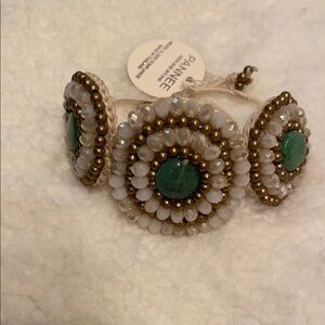 Gold and Green Beaded Bracelet